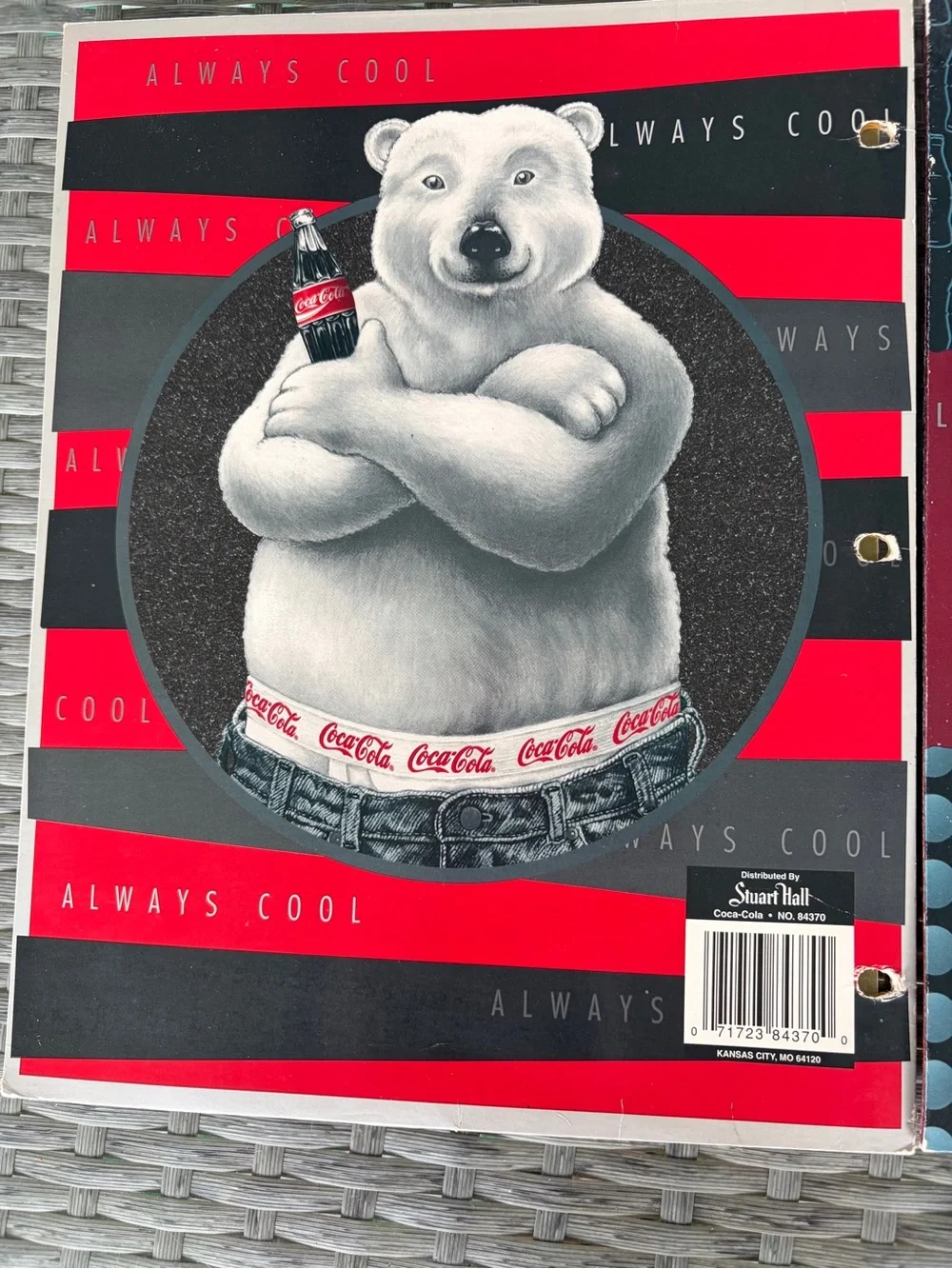 Vintage TWO Coca-Cola Red & Black Polar Bear Folders